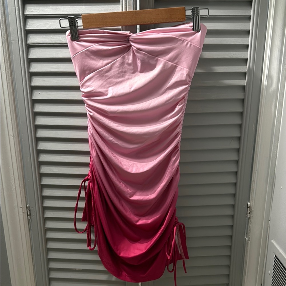Eyes On The Prize Strapless Mini Dress Pink Ombre WHITE FOX